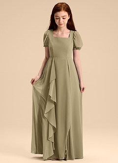 Azazie Priya Junior Robe Trapèze en Mousseline de soie Blouson Vert Mousse image5