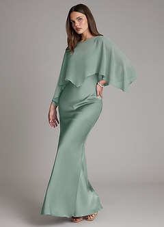 Azazie Ambra Bridesmaid Dresses Silver Sage Mermaid Pleated Stretch Satin Dress image5