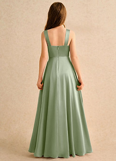 Azazie Makani Girls Formal Sukienki dla dziewczynek sypiących kwiaty Linia A Dekolt w kształcie serca Satyna elastyczna Długość podłogi Sukienka image2