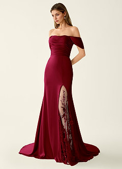 Donatella Burgundy 3D Flowers Sparkly Lace Up Back Prom Dress image5
