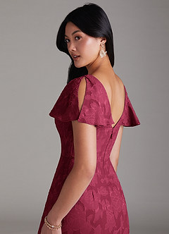 Azazie Soren Bridesmaid Dresses Burgundy A-Line Pleated Floral Burnout Dress image5