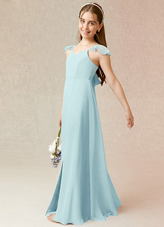 Azazie Everett Junior Sea Glass A-Line Chiffon Dress image3
