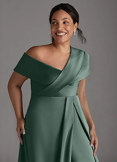 Azazie Milton Mère de la mariée Robes Robe Trapèze en Satin extensible Plissée Mousse De Mer image13