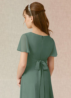Azazie Induh Junior Eucalyptus A-Line Ruched Chiffon Dress image5