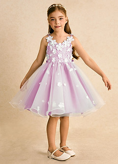 Azazie Junebug vestidos de niña de las flores Vestido de Marfil Rosa Caramelo de Tul de Princesa con Encaje image6