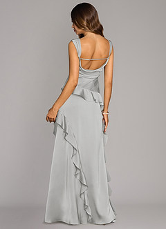 Azazie Sloane Bridesmaid Dresses Silver A-Line Sweetheart Neckline Stretch Satin Dress image2
