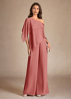 Azazie Halima Mother of the Bride Dresses Antique Rose Jumpsuit/Pantsuit Side Slit Chiffon Dress image7