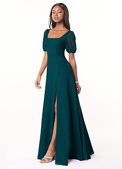 Azazie Alani Bridesmaid Dresses Pine A-Line Square Neckline Chiffon Dress image3