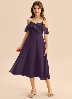 Azazie Kamilla Junior Klä av A-Line i Chiffong Av axeln image1