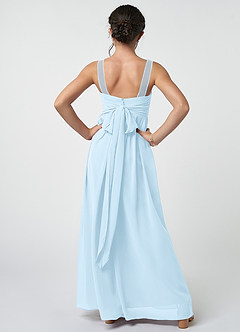 Azazie Kora Junior A라인 주름진 쉬폰 플로어 길이 주니어 신부 들러리 드레스 image2