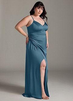 Azazie Marchella Bridesmaid Dresses Bermuda A-Line Corset Stretch Satin Dress image9