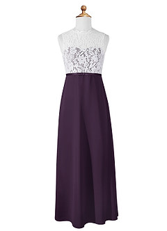 Azazie Rana Junior Plum A-Line Lace Chiffon Dress image5
