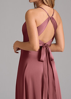 Azazie Evalleen Vestidos de damas de honor Vestido de Amatista de Satén Elástico de Corte en A con Plisado image2