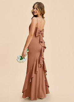 Azazie Lioren Junior Bronzer Sheath Bow Stretch Satin Dress image3