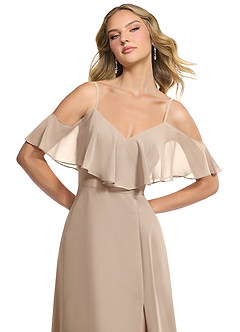 Azazie Jean Bridesmaid Dresses Taupe A-Line Chiffon Convertible Dress image6