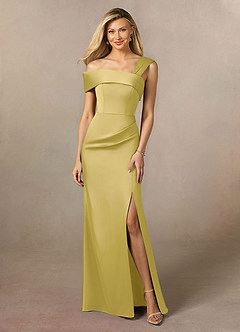 Azazie Laramie Mère de la mariée Robes Robe Sirène en Satin extensible Plissée Canari image1