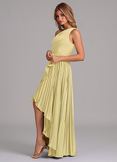 Azazie Lyrica Abiti da Damigella Abito A-Line in Raso Elasticizzato Monospalla Sorbetto Al Limone image5