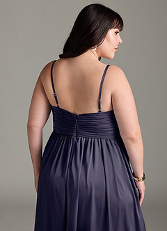 Azazie Alia Bridesmaid Dresses Stormy A-Line Pleated Stretch Satin Dress image15