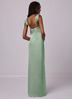 Barbie ♥ Azazie Bridesmaid Dresses Agave Sheath Stretch Satin Dress image2