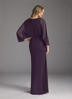 Azazie Ysabella Mother of the Bride Dresses Plum Mermaid Pleated Mesh Dress image11