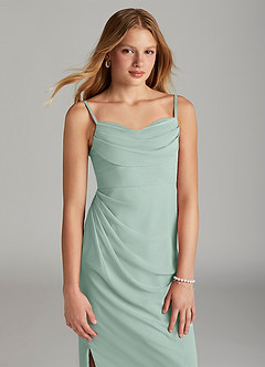Azazie Mai Junior Agave Sheath Pleated Chiffon Dress image5