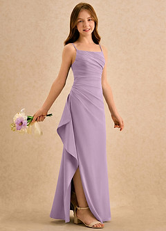 Azazie Cannoli Girls Formal Blumenmädchenkleider A-Linie Plissee Chiffon Kleid Blauregen image1