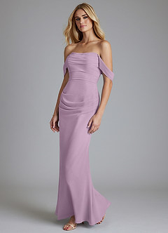 Azazie Luiza Bridesmaid Dresses Wisteria Mermaid Off the Shoulder Chiffon Dress image1
