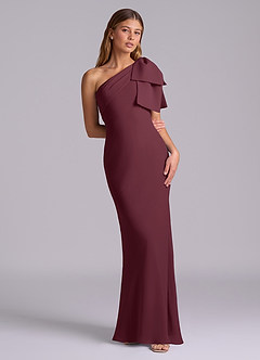 Azazie Yuanna Bridesmaid Dresses Cabernet Mermaid One Shoulder Chiffon Dress image3