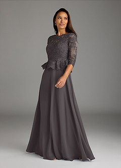 Azazie Averie Mother of the Bride Dresses Steel Grey A-Line Boatneck Sequins Chiffon Dress image8