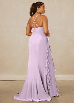 Christian Siriano Bridal for Azazie 1006 Bridesmaid Dresses Frosted Lilac Mermaid Ruched Chiffon Dress image15