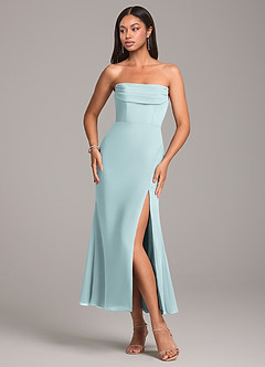 Azazie Saige Bridesmaid Dresses Mist Sheath Off the Shoulder Chiffon Convertible Dress image6