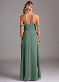 Azazie Aaron Robes de demoiselle d'honneur Robe Trapèze Convertible en Mousseline de soie Épaule décolletée Eucalyptus image3