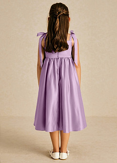 Azazie Chelsie Flower Girl Dresses Wisteria A-Line Bow Matte Satin Dress image2