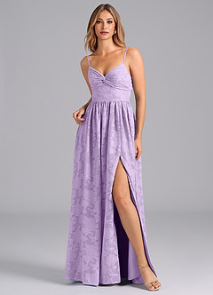 Azazie Zeya Bridesmaid Dresses Lilac A-Line Bow Floral Burnout Dress image7