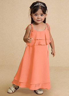 Azazie Temi Flower Girl Dresses Sunset A-Line Spaghetti Strap Chiffon Dress image6