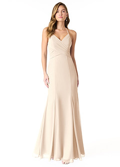 Azazie Carolina Final Sale White Alabaster Mermaid Ruched Chiffon Dress image1