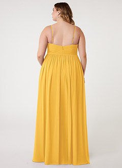 Azazie Alia Bridesmaid Dresses Marigold A-Line Pleated Chiffon Dress image7