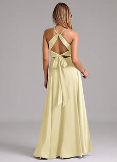 Azazie Evalleen Final Sale Dusty Blue A-Line Pleated Stretch Satin Dress image6