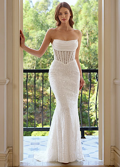 Orianthe White Sheer Corset Sequin Embroidery Mermaid Prom Dress image2