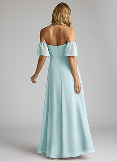 Azazie Sue Bridesmaid Dresses Sea Glass A-Line Off the Shoulder Chiffon Convertible Dress image4