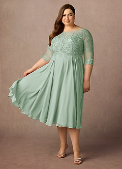 Azazie Marge Abiti per la Madre della Sposa Abito A-Line in Chiffon in Pizzo con Scollo a U Agave image3