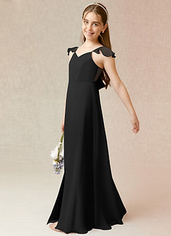Azazie Everett Junior Vestido de Negro de Gasa de Corte En A image3