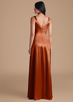 Azazie Hope Bridesmaid Dresses Auburn A-Line with Pockets Metallic Satin Dress image4