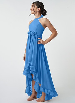 Azazie Hermione Junior Blue Jay A-Line Chiffon Dress image4