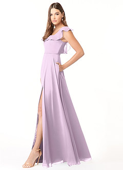 Azazie Jinny Bridesmaid Dresses Frosted Lilac A-Line Square Neckline Ruched Chiffon Dress image3