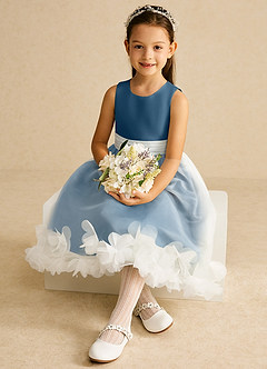 Azazie Stardust Flower Girl Dresses Bermuda A-Line Sleeveless Organza Dress image2