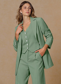 front Rowan Matcha Traje de tres piezas de alto rendimiento con tejido refinado