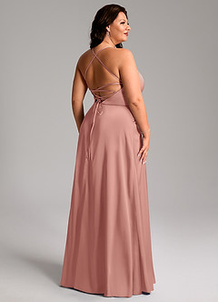 Azazie Mei Bridesmaid Dresses Rosette A-Line V-Neck Stretch Satin Dress image11