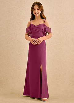 Azazie Pippy Girls Formal Sukienki dla dziewczynek sypiących kwiaty Linia A Dekolt w kształcie serca Szyfon Długość podłogi Sukienka image4