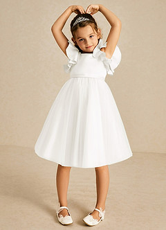 Azazie Kaeya Sukienki dla dziewczynek sypiących kwiaty Linia A Ukłon Tiul Długość do kolan Sukienka image3